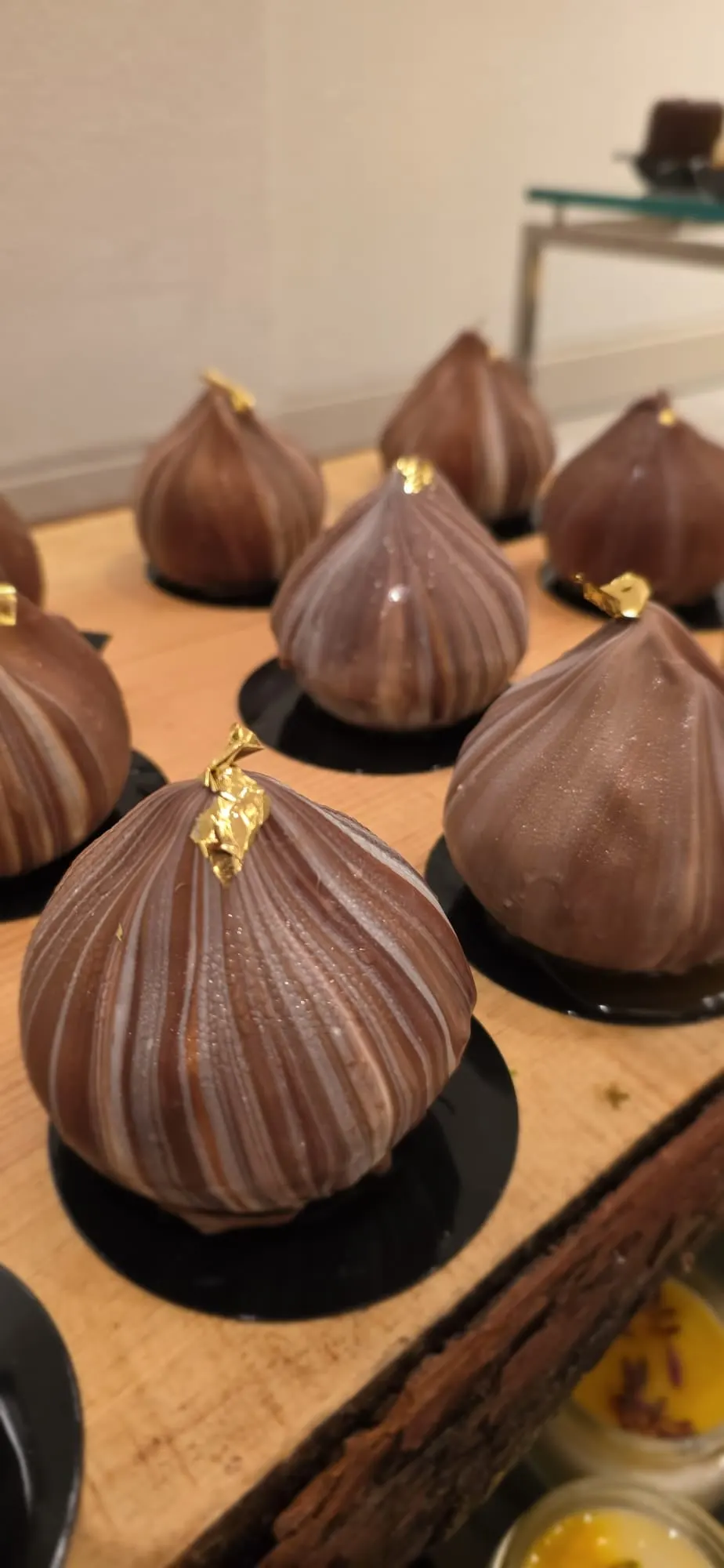 Chocolate figs with gold leaf