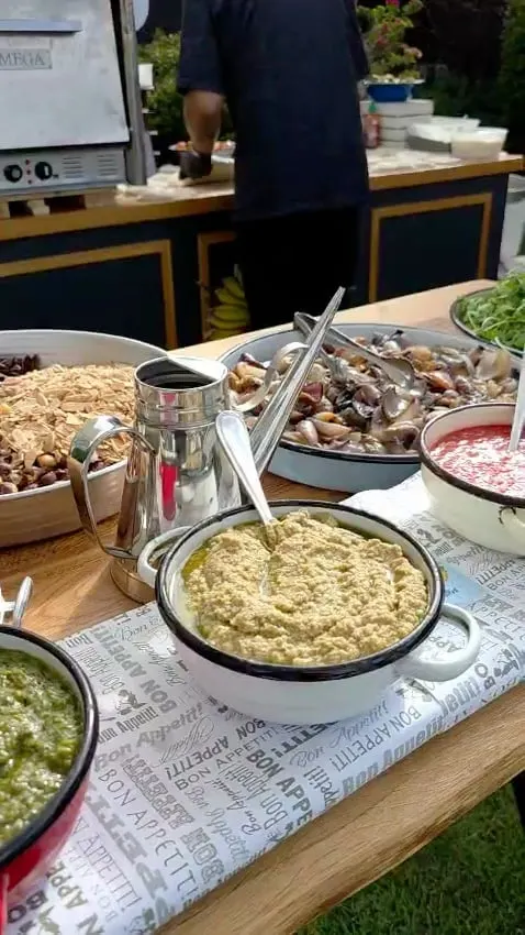 Catering stations at an outdoor event
